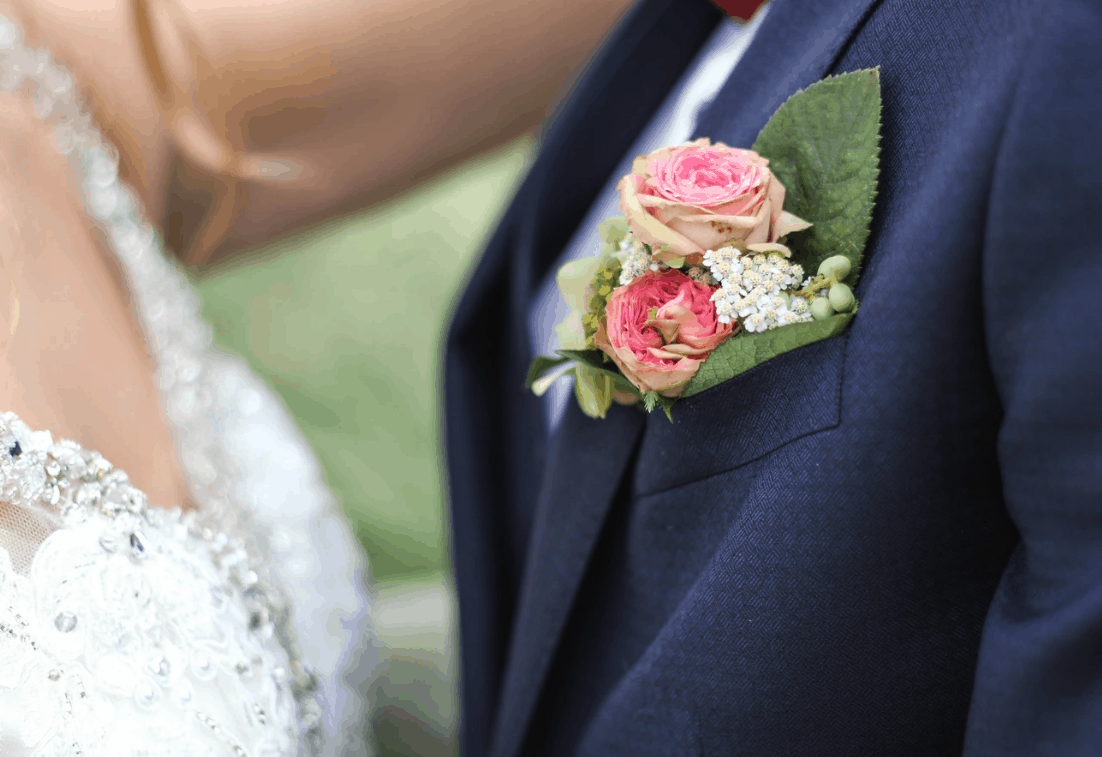 Wedding couple detail for a tented celebration