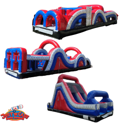100 Ft Red, White and Blue Obstacal Couse Rental