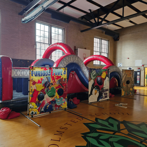 Obstacle course rental inside a school gym