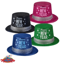 11 Happy New Year Glitter Top Hat (144ct)