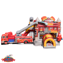 Fire Truck Bounce House And Wet/Dry Slide Rental