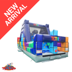 Tetris Obstacle Course with Rock Wall and Slide
