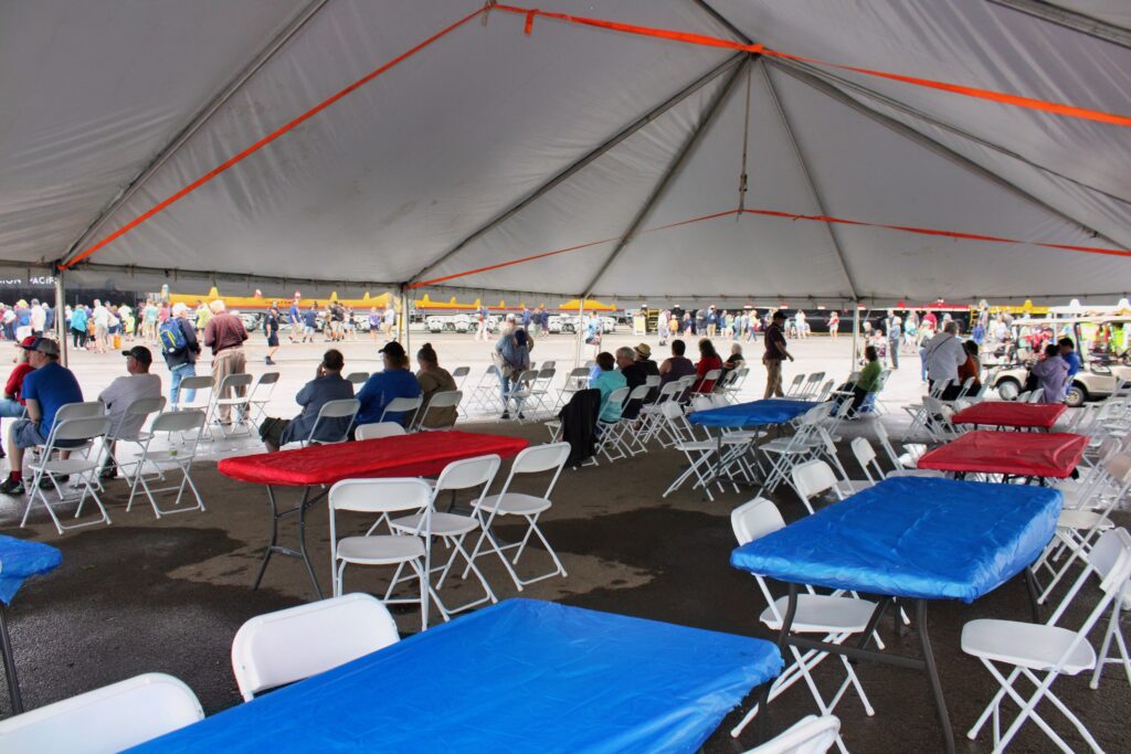 Wedding reception under a tent