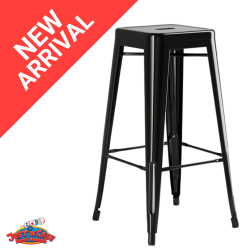 Black Backless Barstool