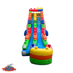 18 ft Block Party Single Lane Dry Slide Rental lego20front 1782152129 6 18 ft Block Party Single Lane Dry Slide Rental