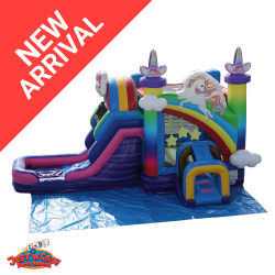 Unicorn Rainbow Bounce House and Wet/Dry Slide Rental